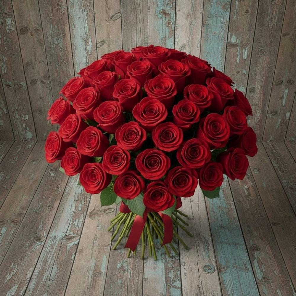 Букет 55 Красных роз Фридом в Прикумском