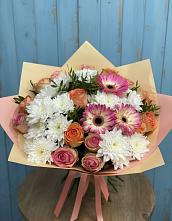 Букет цветов из:  Розы, Герберы и Хризантемы в Прикумском