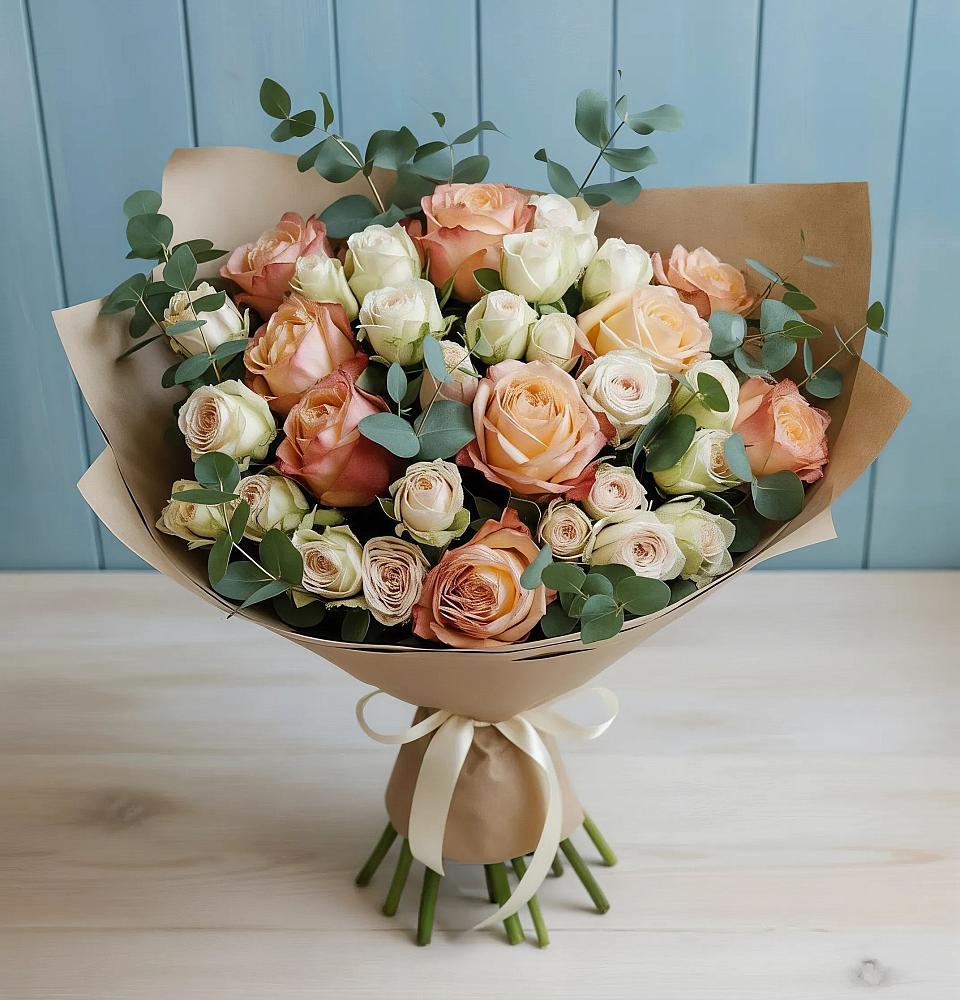 Букет цветов из: Альстромерии и Розы в Прикумском