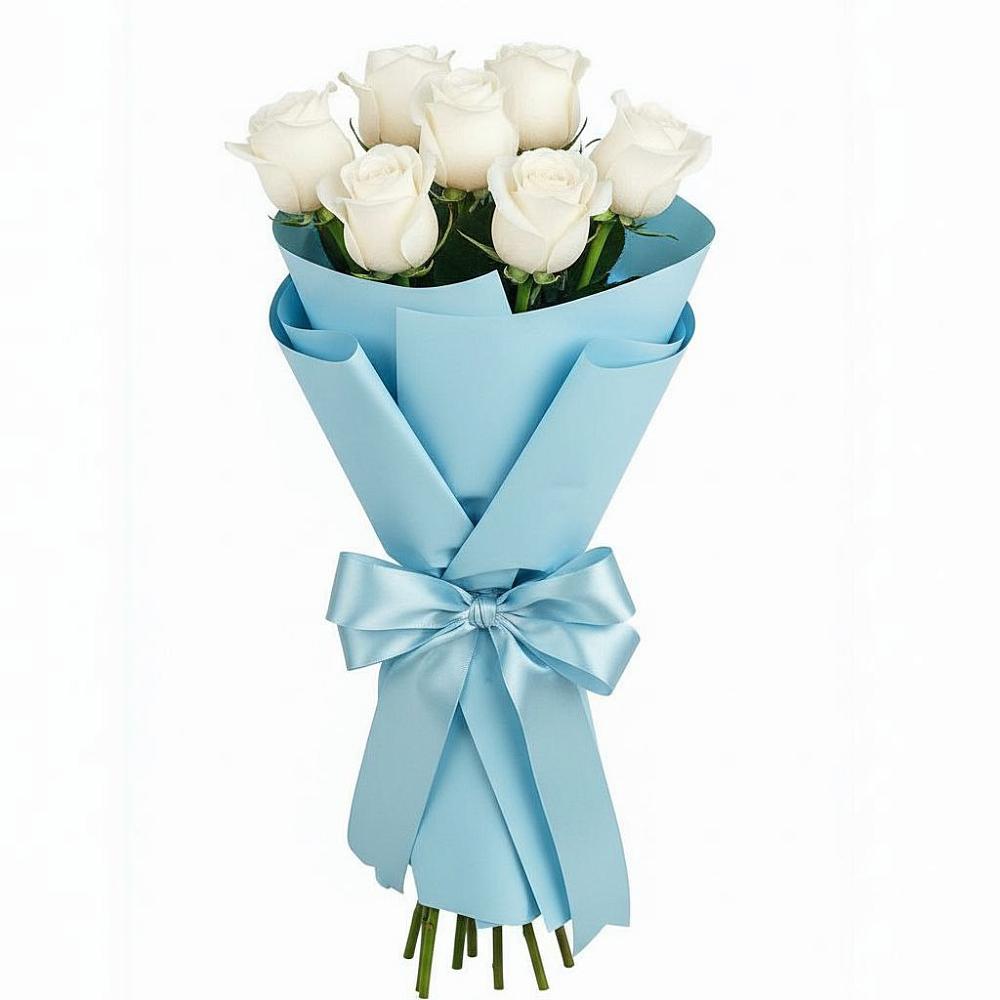 Букет 7 белых роз Проуд в Прикумском