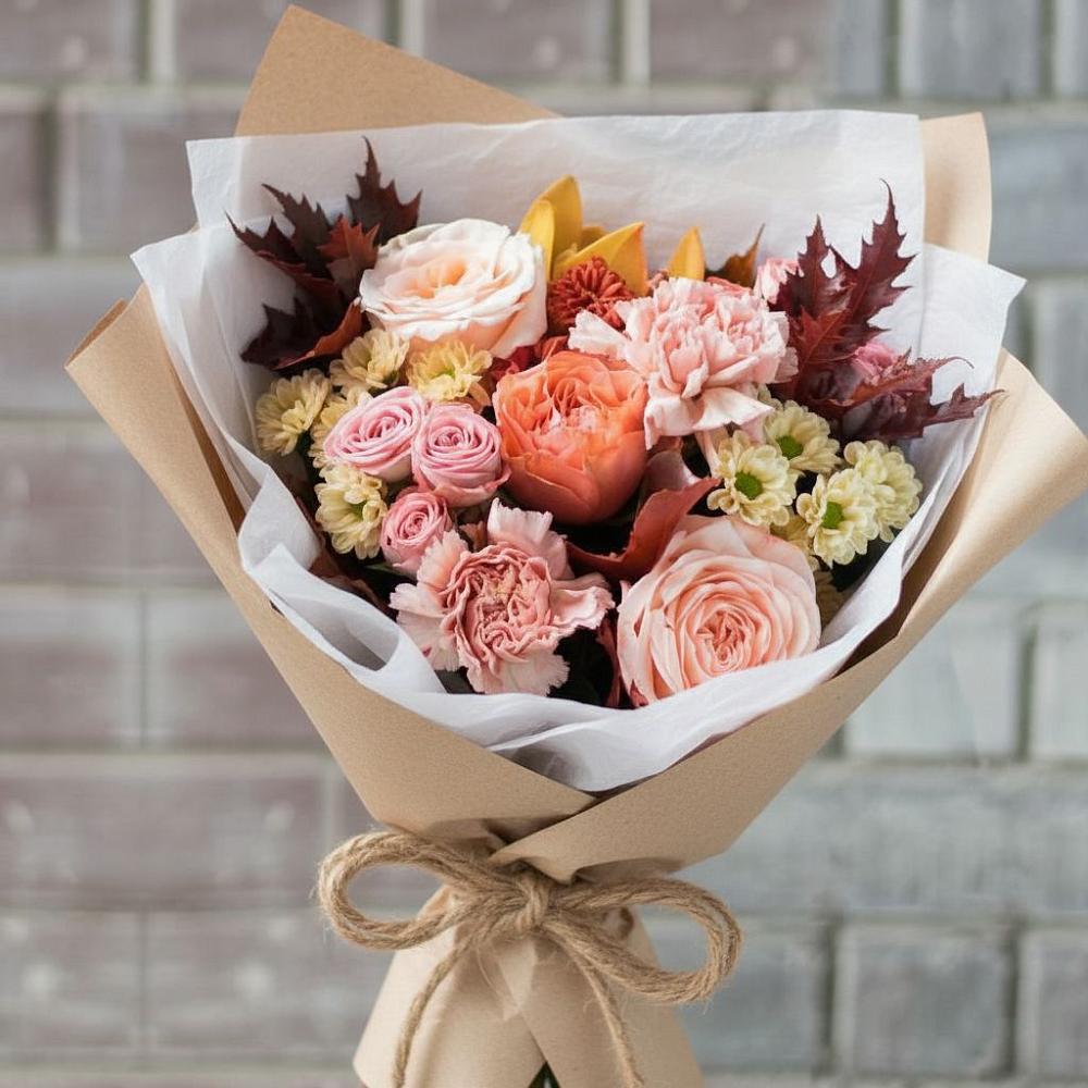 Букет цветов из: Гвоздики, Хризантемы и Розы в Прикумском