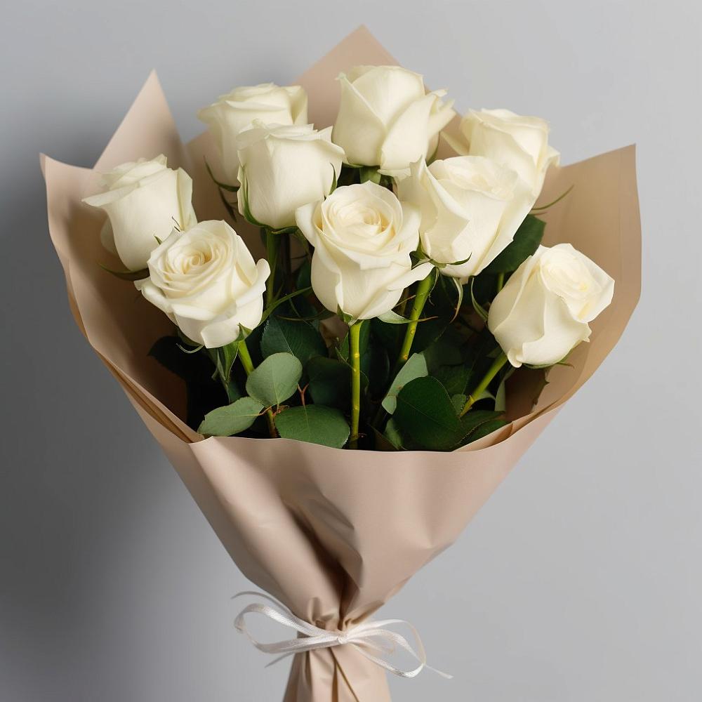 Букет 9 Белых роз Эдлесс Лав в Прикумском