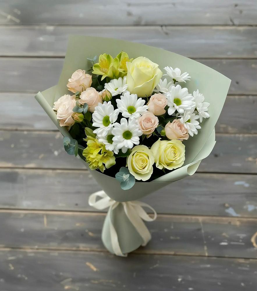 Букет цветов из: Альстромерии, Розы и Хризантемы в Прикумском
