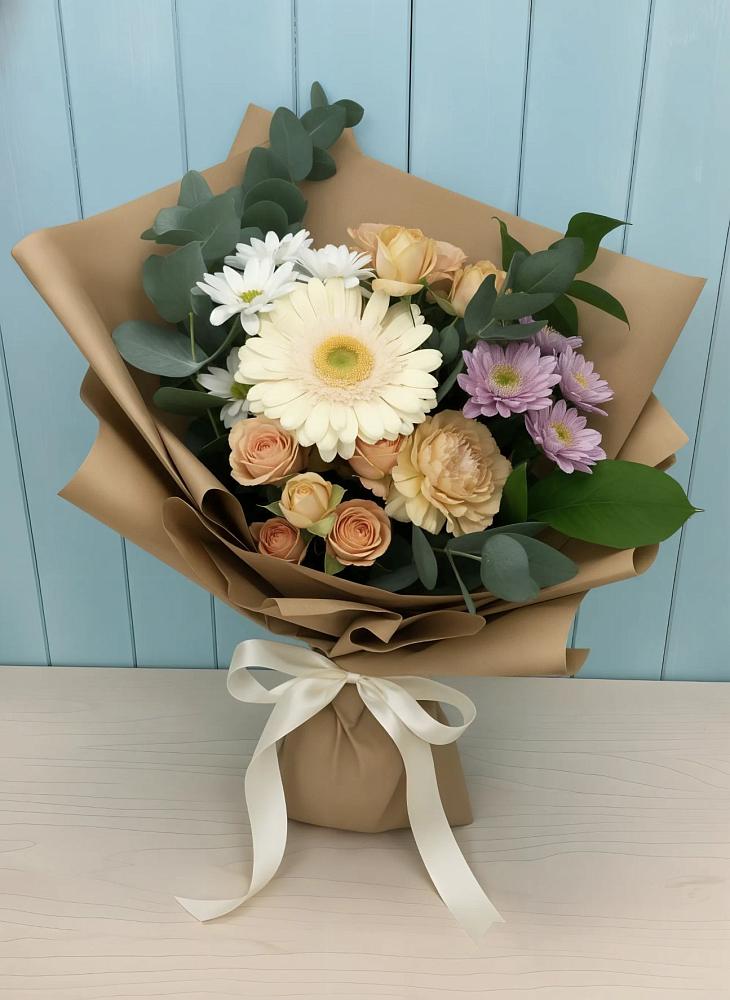 Букет цветов из: Герберы и Хризантемы в Прикумском
