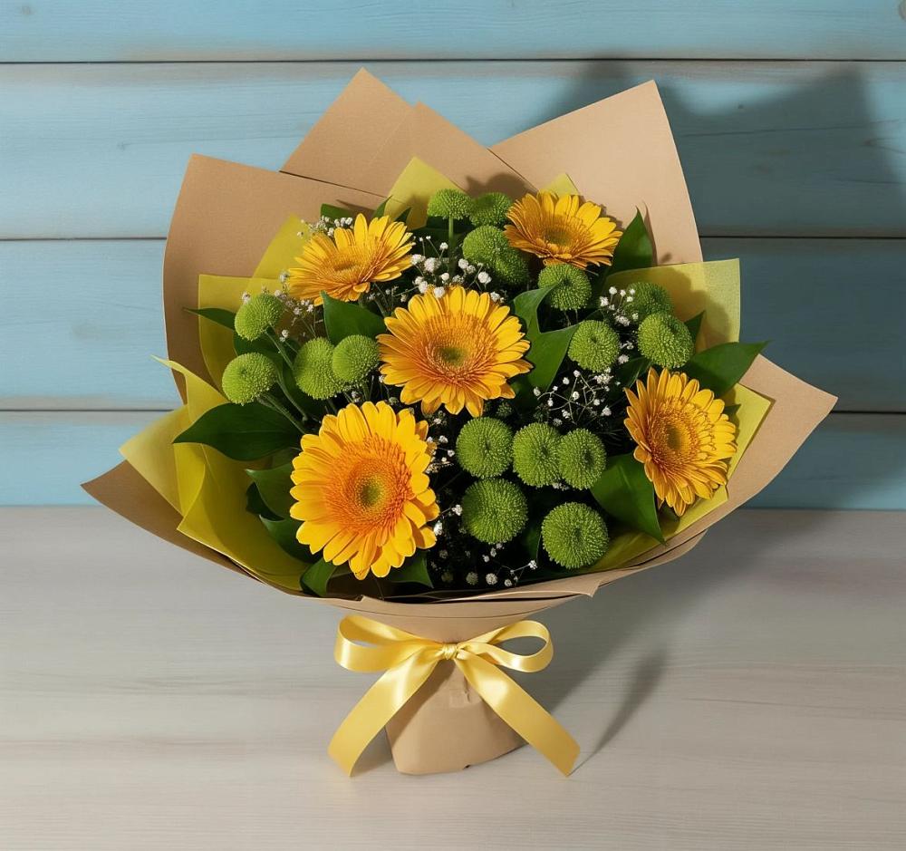 Букет цветов из: Герберы и Хризантемы в Прикумском