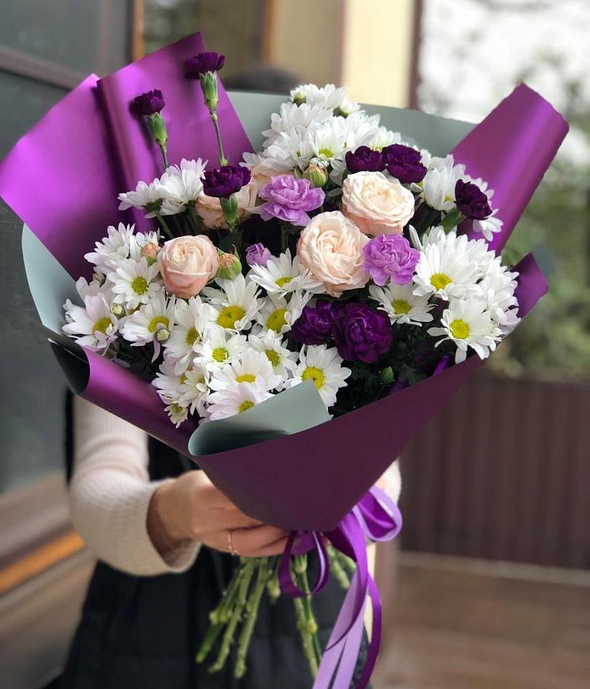 Букет цветов из: Хризантемы, Гвоздики и Розы в Прикумском