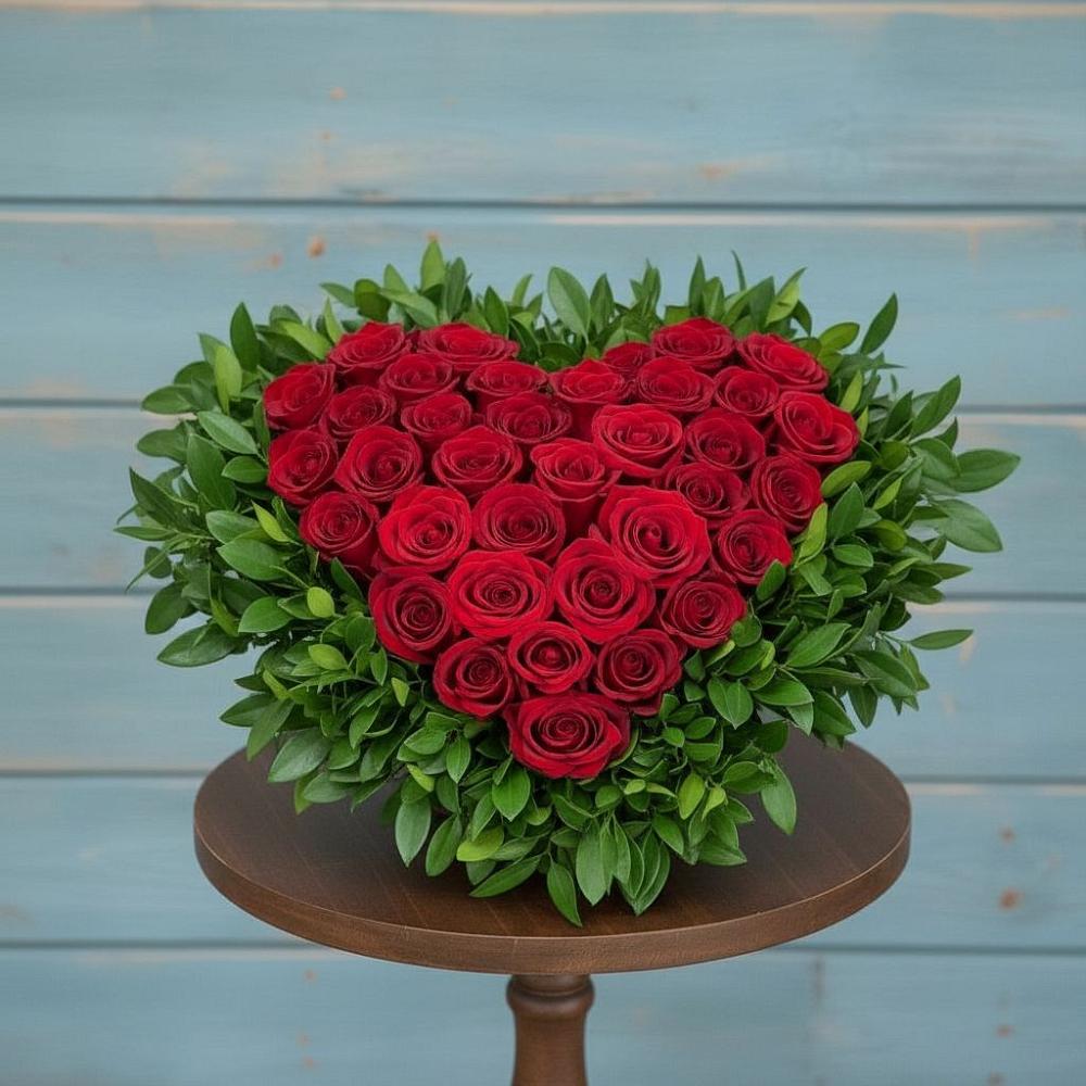 Цветочная композиция из Розы в виде сердца в Прикумском