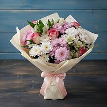 Букет цветов из:  Хризантемы, Альстромерии и Розы в Прикумском