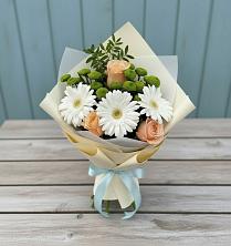 Букет цветов из:  Герберы, Розы и Хризантемы в Прикумском