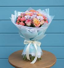 Букет цветов из:  Хризантемы и Розы в Прикумском