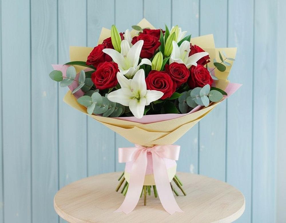 Букет цветов из: Лилии и Розы в Прикумском